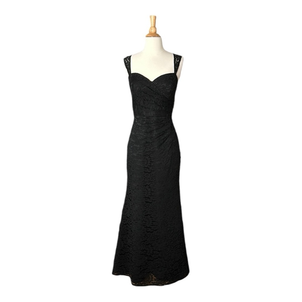 CHRISTINA WU Black Lace Gown Sweetheart Neck Glam Mermaid Occasion Size 12